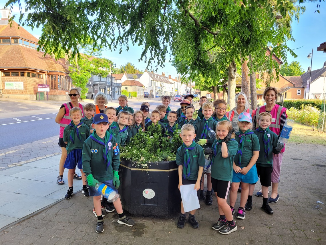 The Ongar Cubs helping out with watering this summer!